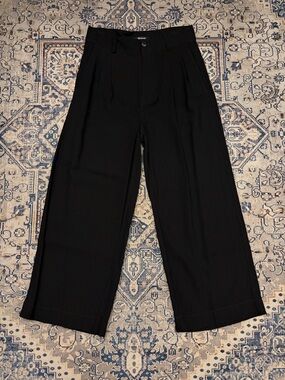MADEWELL Black Cropped Wide Leg Trousers